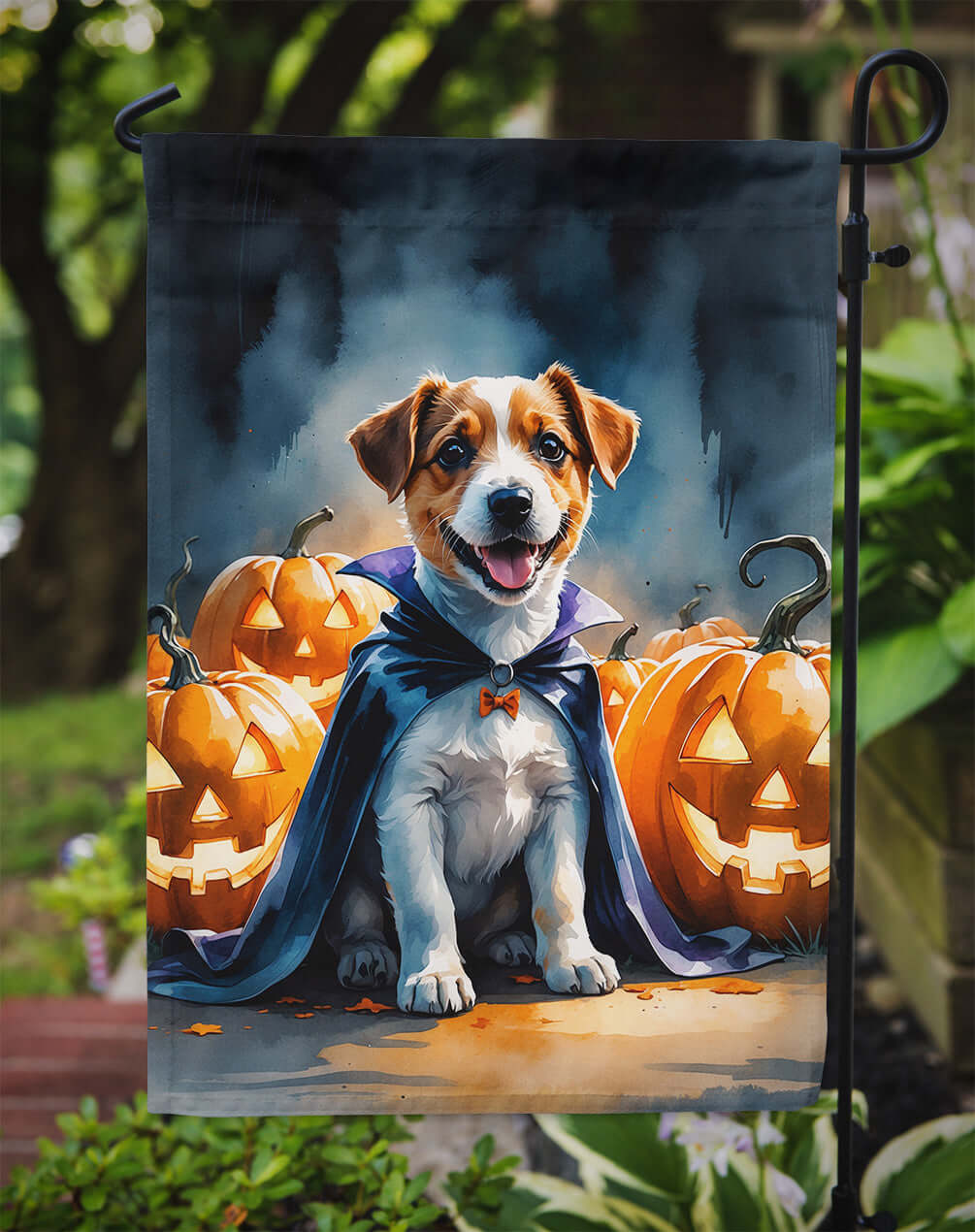 Jack Russell Terrier Puppy Halloween Garden Flag