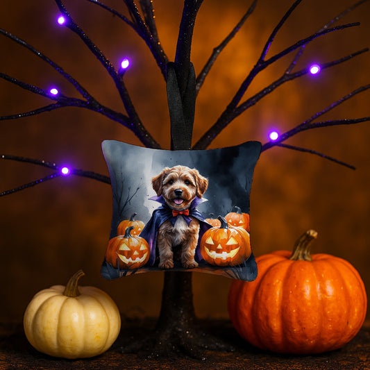 Chocolate Labradoodle Puppy Halloween Mini Hanging Pillow Ornament 3.5 × 3.5
