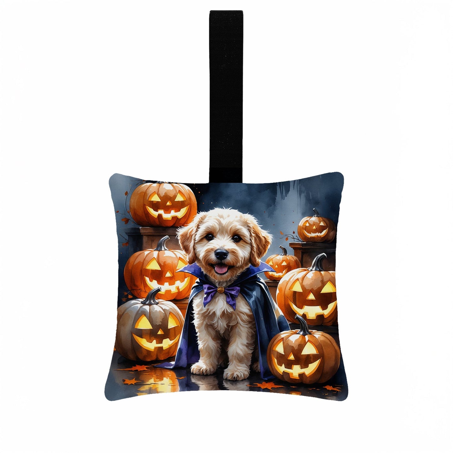 Labradoodle Puppy Halloween Mini Hanging Pillow Ornament 3.5 × 3.5