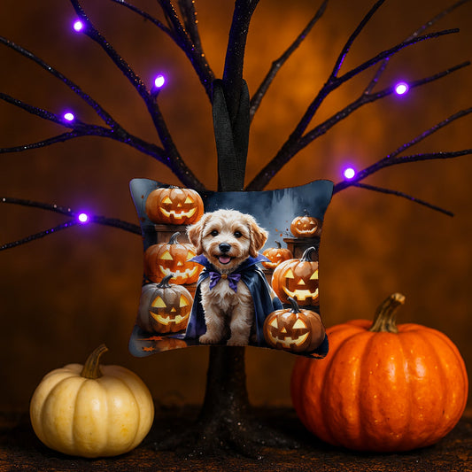 Labradoodle Puppy Halloween Mini Hanging Pillow Ornament 3.5 × 3.5
