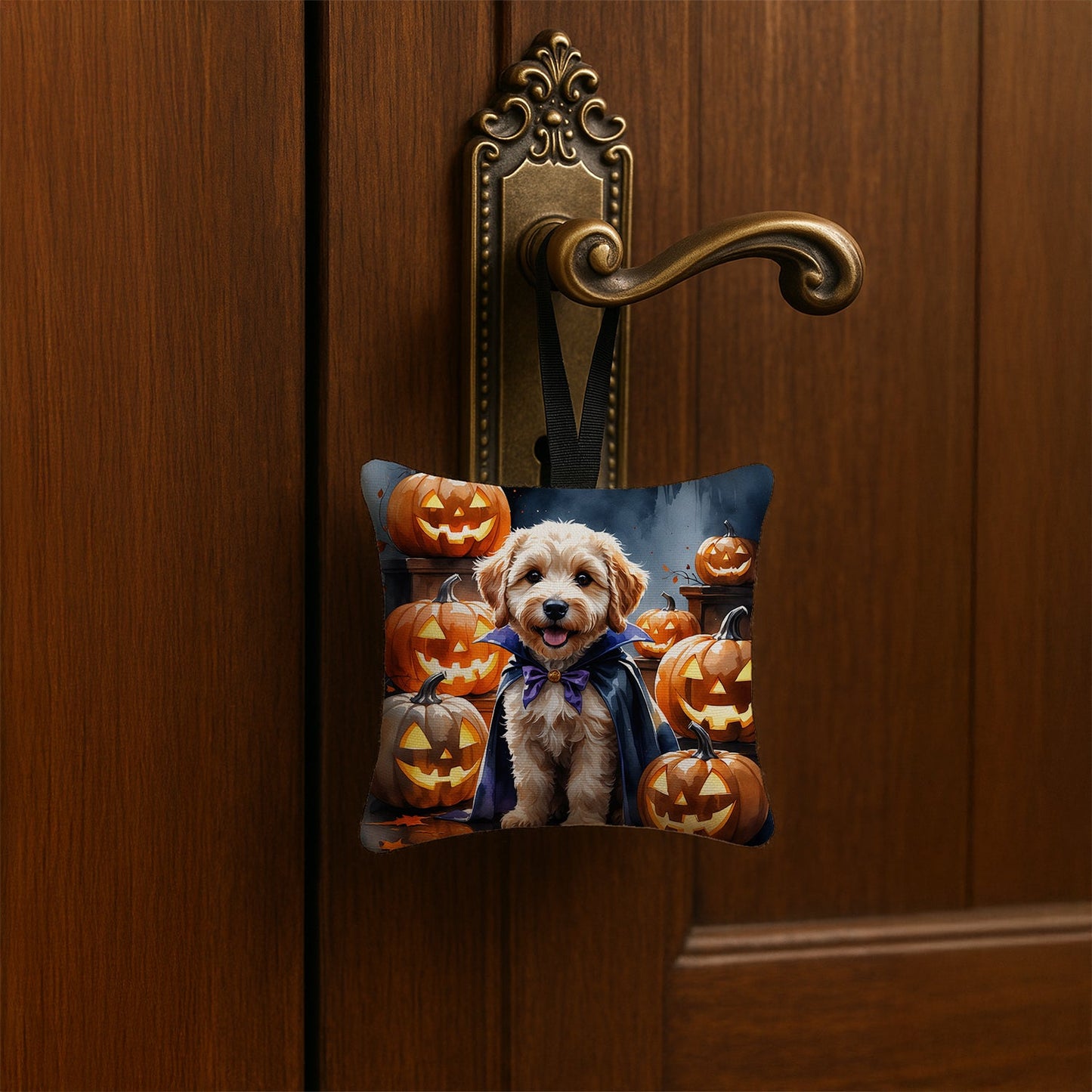 Labradoodle Puppy Halloween Mini Hanging Pillow Ornament 3.5 × 3.5