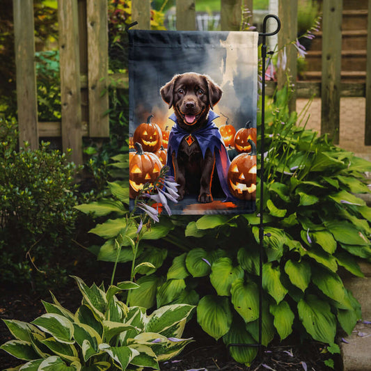 Chocolate Labrador Retriever Puppy Halloween Garden Flag