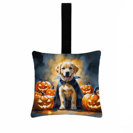 Yellow Labrador Retriever Puppy Halloween Mini Hanging Pillow Ornament 3.5 × 3.5