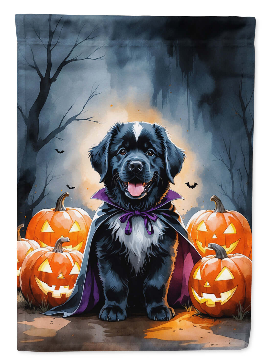 Newfoundland Puppy Halloween House Flag