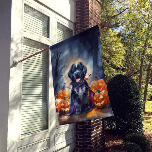 Newfoundland Puppy Halloween House Flag