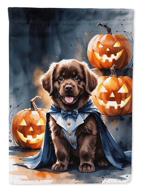 Chocolate Newfoundland Puppy Halloween House Flag