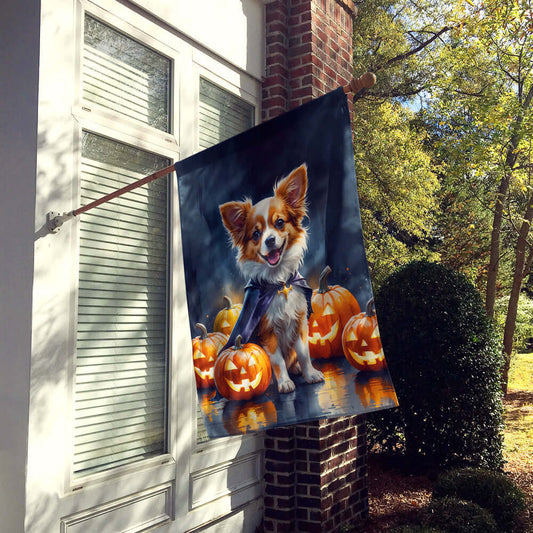 Papillon Puppy Halloween House Flag