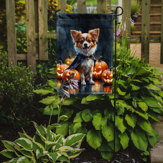 Papillon Puppy Halloween Garden Flag
