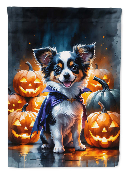 Tricolor Papillon Puppy Halloween House Flag