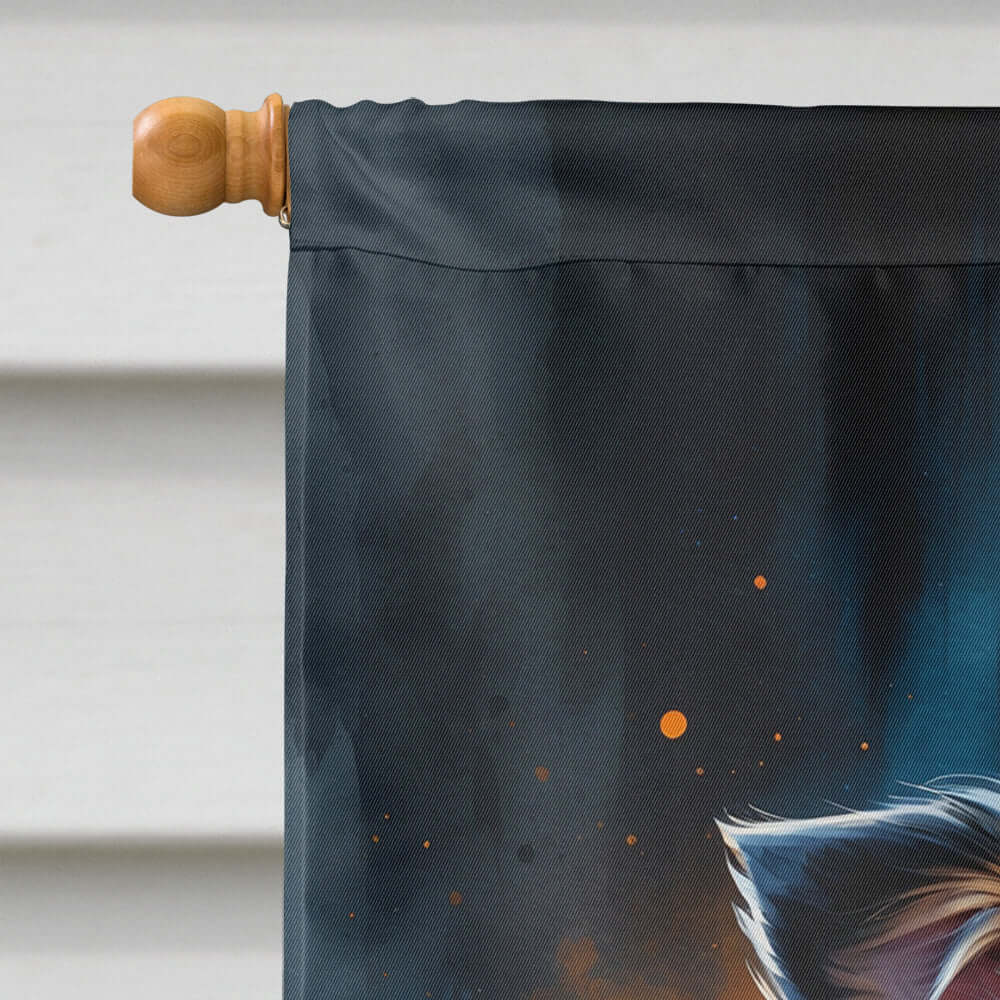 Tricolor Papillon Puppy Halloween House Flag