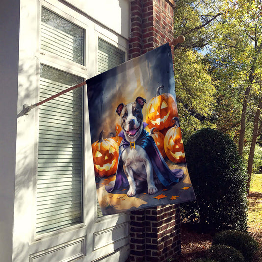 Pit Bull Terrier Puppy Halloween House Flag