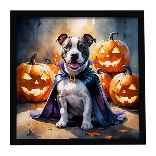 Pit Bull Terrier Puppy Halloween Framed Metal Print