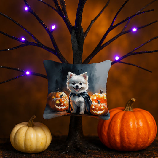 White Pomeranian Puppy Halloween Mini Hanging Pillow Ornament 3.5 × 3.5