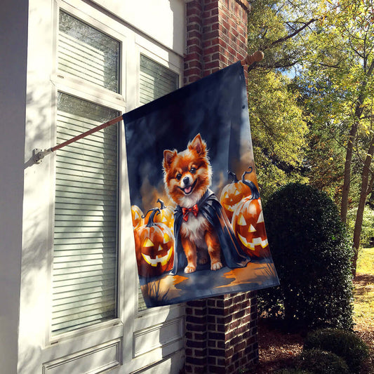 Pomeranian Puppy Halloween House Flag