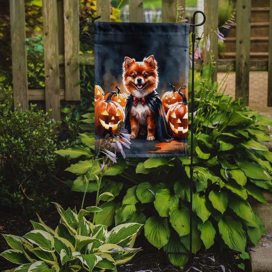Pomeranian Puppy Halloween Garden Flag