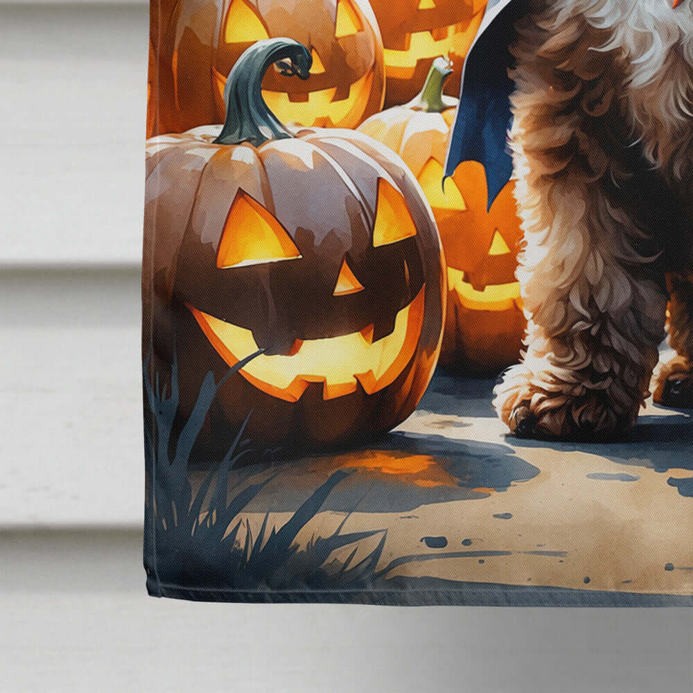 Chocolate Poodle Puppy Halloween House Flag