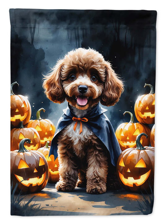 Chocolate Poodle Puppy Halloween Garden Flag