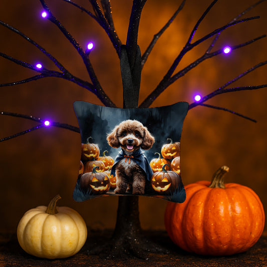 Chocolate Poodle Puppy Halloween Mini Hanging Pillow Ornament 3.5 × 3.5