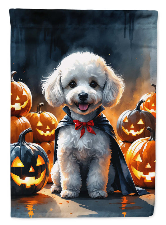 White Poodle Puppy Halloween House Flag