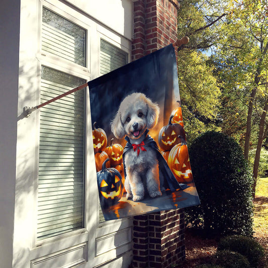 White Poodle Puppy Halloween House Flag