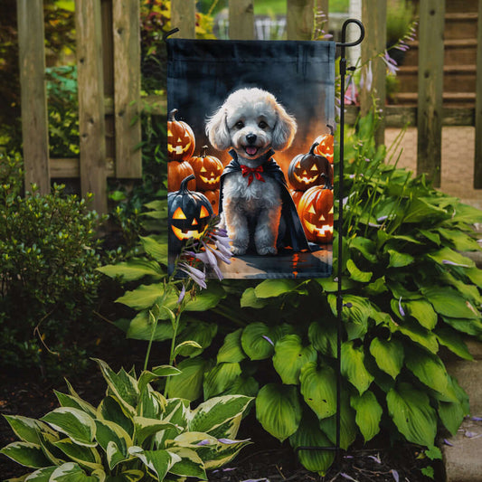 White Poodle Puppy Halloween Garden Flag