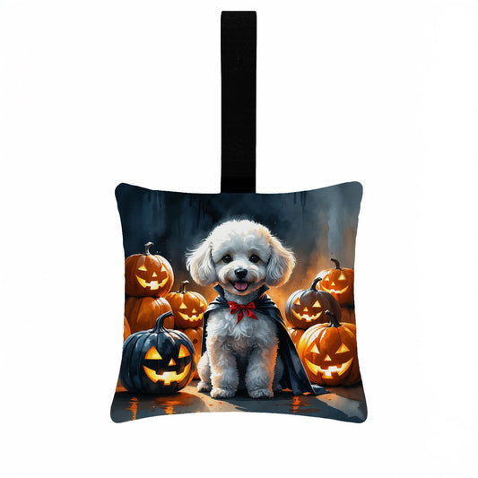 White Poodle Puppy Halloween Mini Hanging Pillow Ornament 3.5 × 3.5