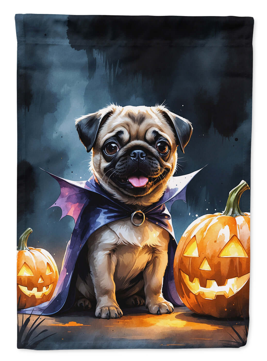 Pug Puppy Halloween House Flag