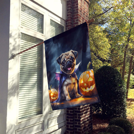 Pug Puppy Halloween House Flag