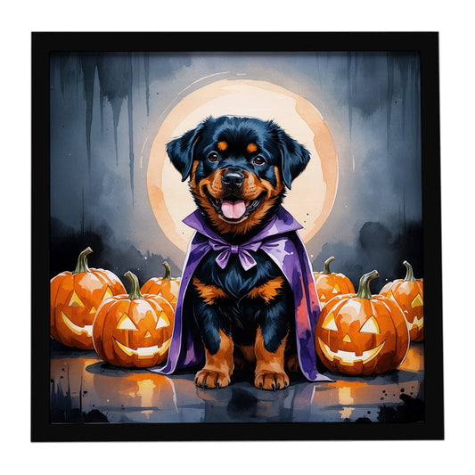 Rottweiler Puppy Halloween Framed Metal Print