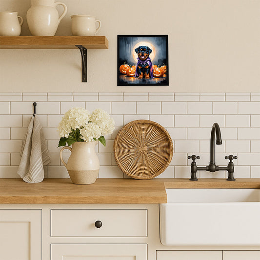 Rottweiler Puppy Halloween Framed Metal Print