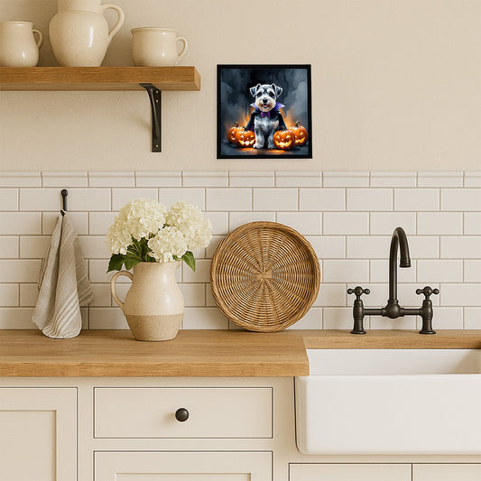 Schnauzer Puppy Halloween Framed Metal Print