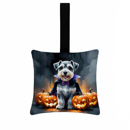 Schnauzer Puppy Halloween Mini Hanging Pillow Ornament 3.5 × 3.5