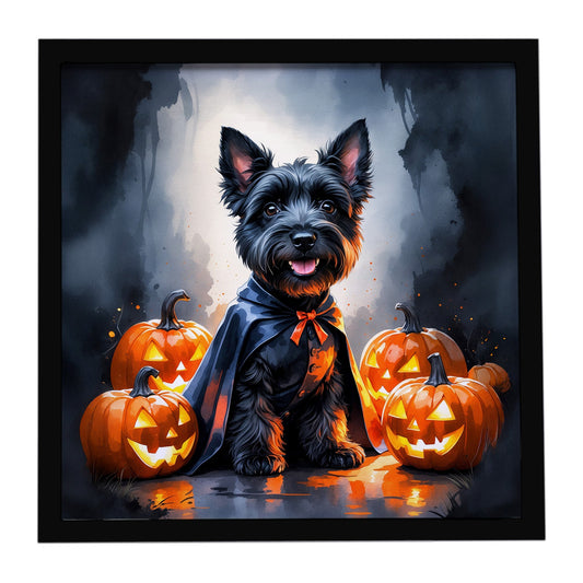 Scottish Terrier Puppy Halloween Framed Metal Print