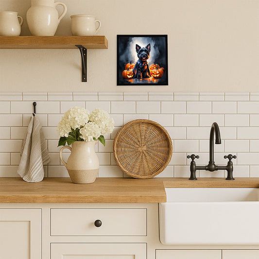 Scottish Terrier Puppy Halloween Framed Metal Print