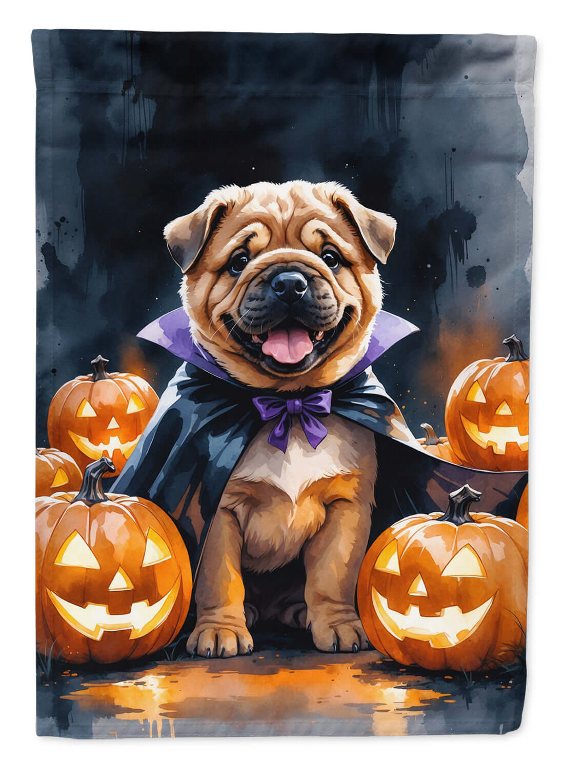 Shar Pei Puppy Halloween House Flag