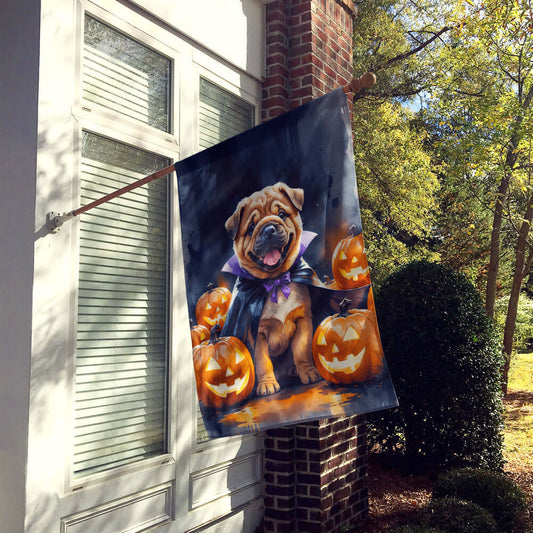 Shar Pei Puppy Halloween House Flag