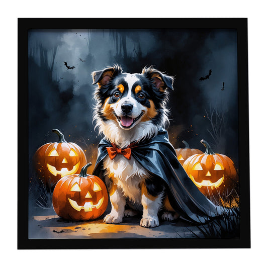 Sheltie Puppy Halloween Framed Metal Print