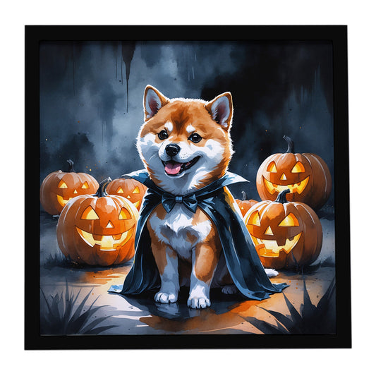 Shiba Inu Puppy Halloween Framed Metal Print