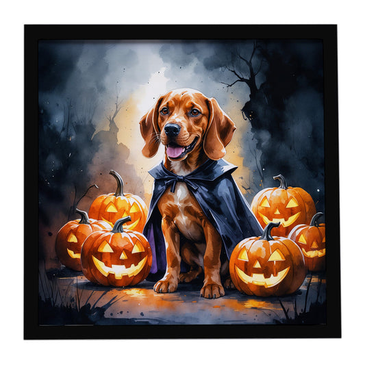 Vizsla Puppy Halloween Framed Metal Print