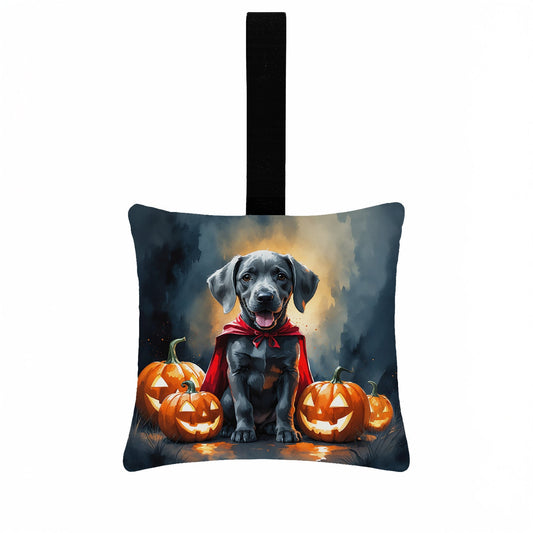 Weimaraner Puppy Halloween Mini Hanging Pillow Ornament 3.5 × 3.5