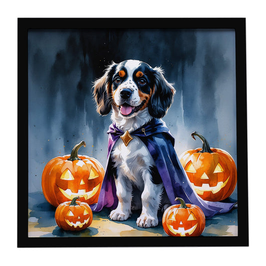 Welsh Springer Spaniel Puppy Halloween Framed Metal Print