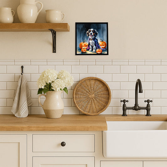 Welsh Springer Spaniel Puppy Halloween Framed Metal Print