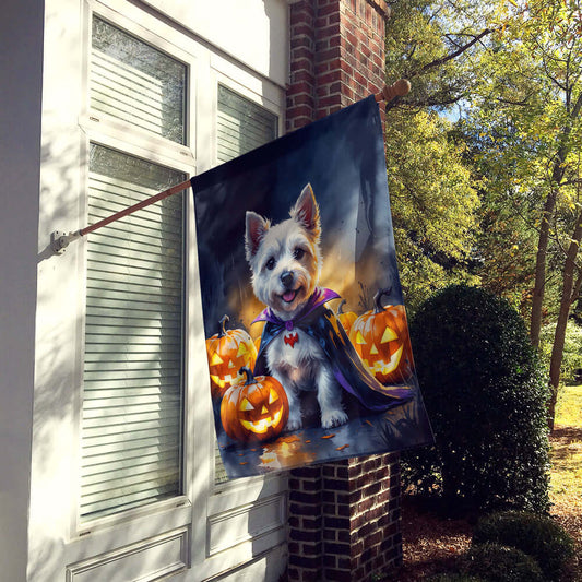 Westie Spaniel Puppy Halloween House Flag