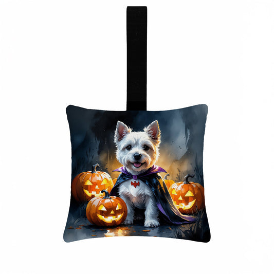 Westie Spaniel Puppy Halloween Mini Hanging Pillow Ornament 3.5 × 3.5