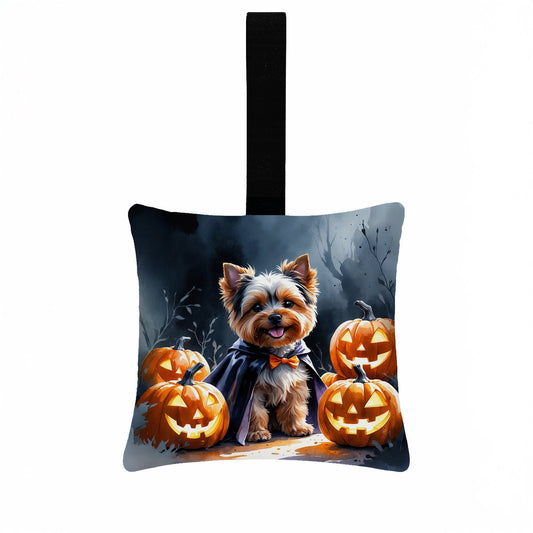 Yorkshire Terrier Puppy Halloween Mini Hanging Pillow Ornament 3.5 × 3.5