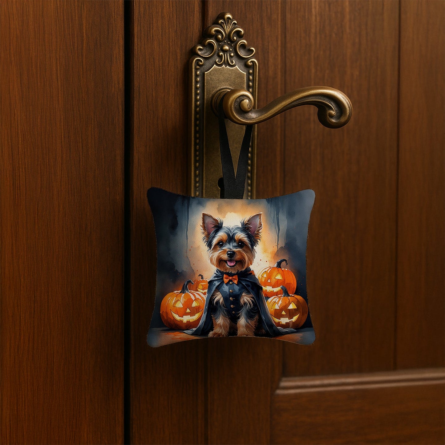 Yorkshire Terrier Yorkie Puppy Halloween Mini Hanging Pillow Ornament 3.5 × 3.5