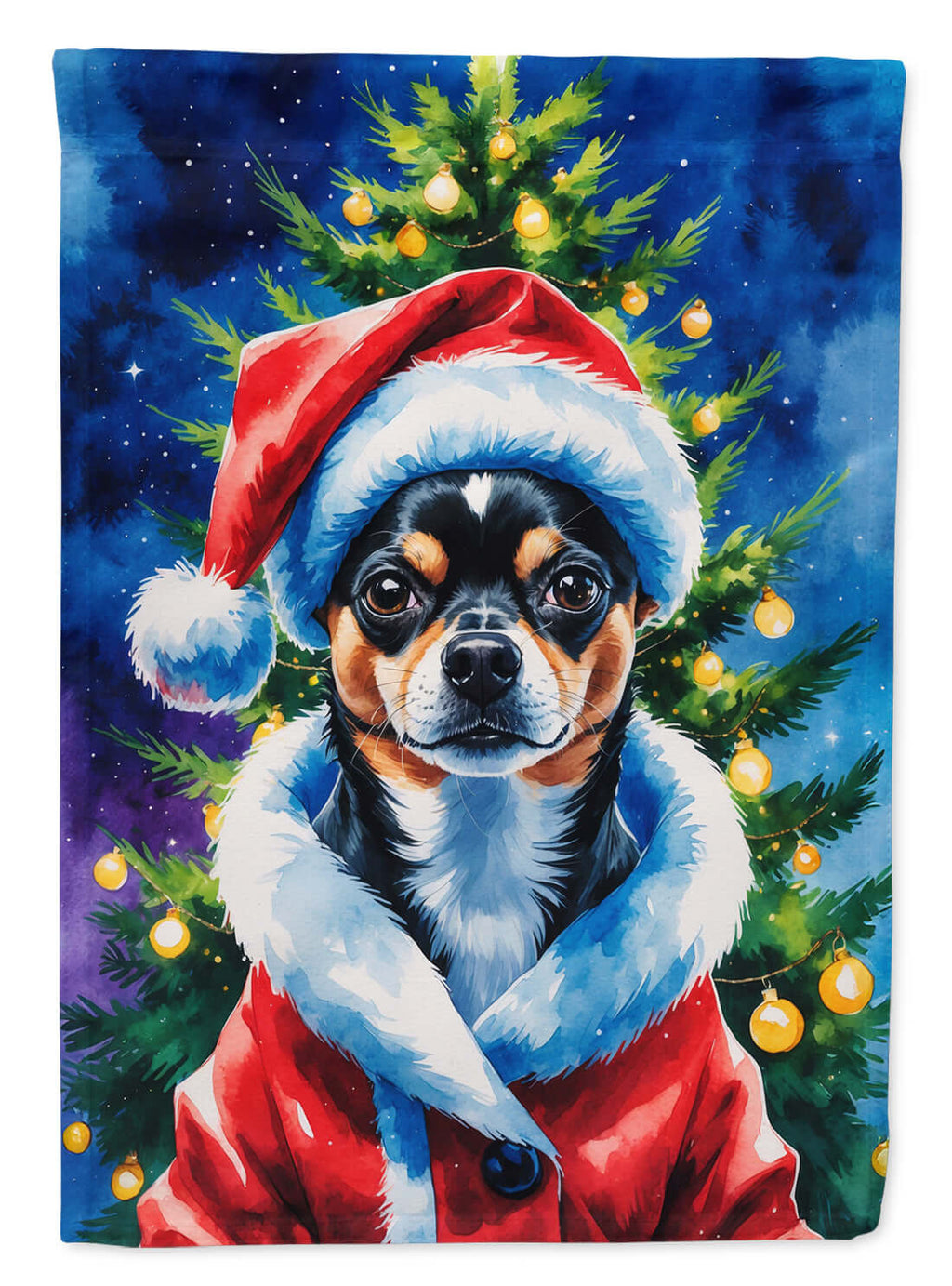 Black and Tan Chihuahua Christmas House Flag
