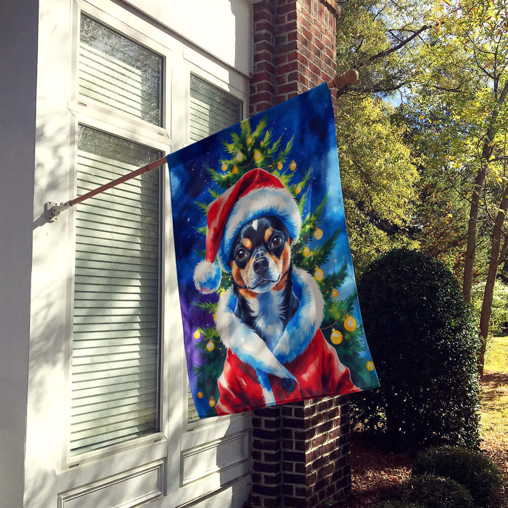 Black and Tan Chihuahua Christmas House Flag