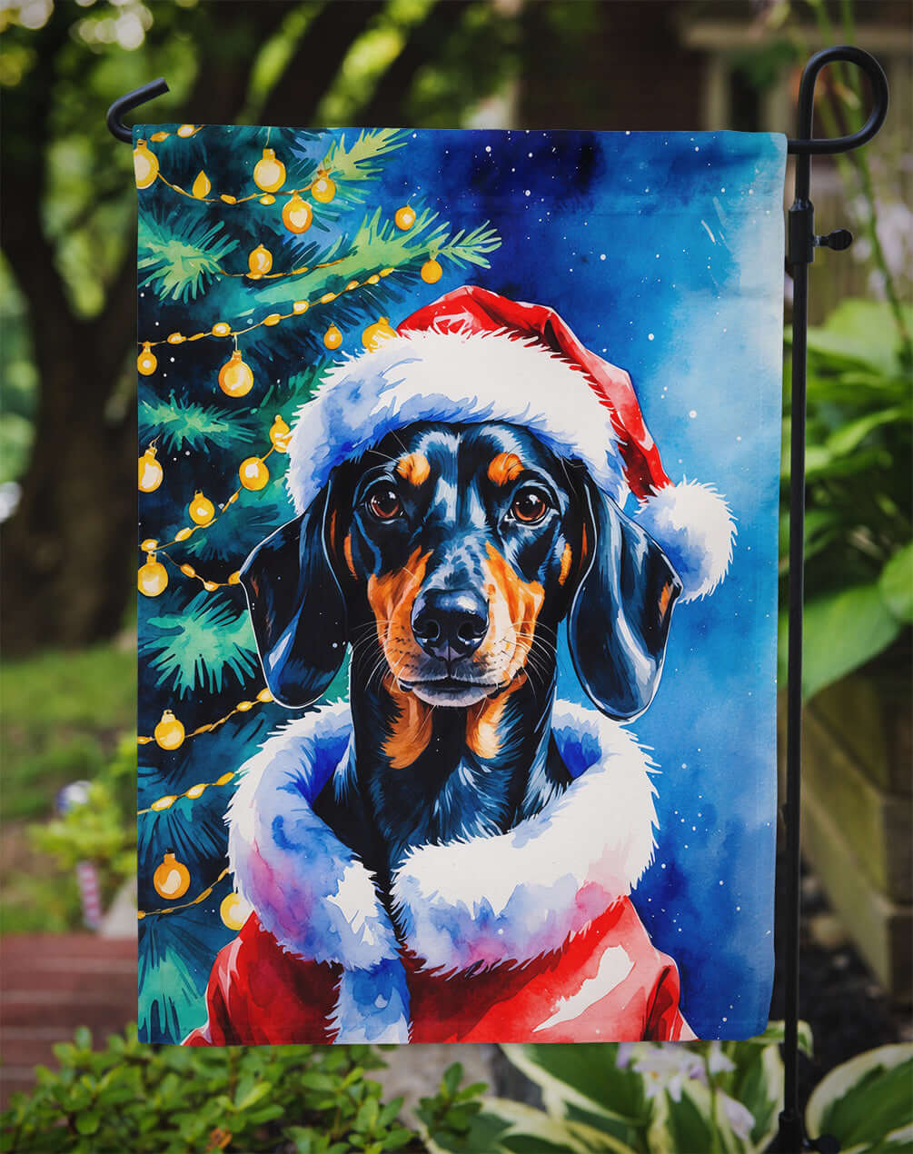 Dachshund Christmas Garden Flag