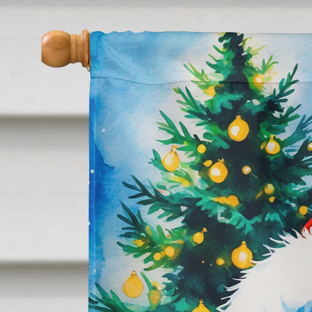 Red Dachshund Christmas House Flag